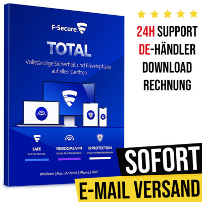 F-Secure Total Security & VPN 2025 - 1PC, 3PC, 5PC, 10PC | 1 Jahr, 2 Jahre |