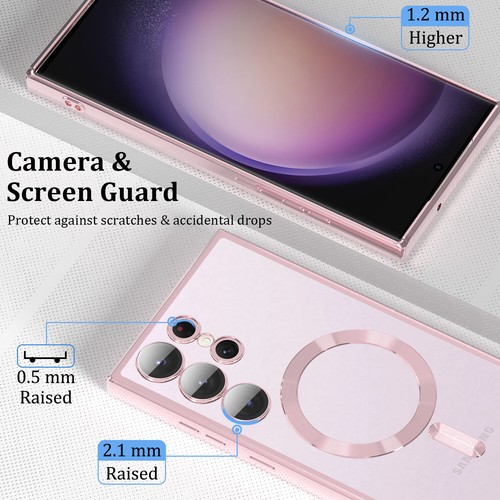 Funda transparente segura para Samsung Galaxy S23 Ultra/S23+ magnética + película para lente de cámara - Imagen 48 de 50