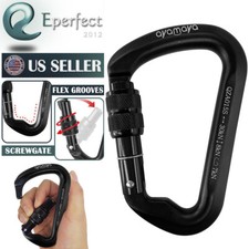 30KN Aluminum Alloy Screwgate Locking Carabiner D-Ring Hook for Climbing Caving