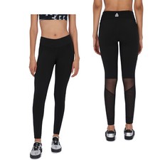 Mujeres Reebok Malla Leggings Negros Atléticos Largo Completo Leggings con Bolsillos NUEVO