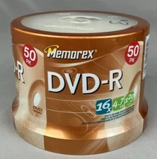 Memorex DVDR 50 Pack 16X 4.7GB 120 Min New Factory Sealed Movie Electronics 