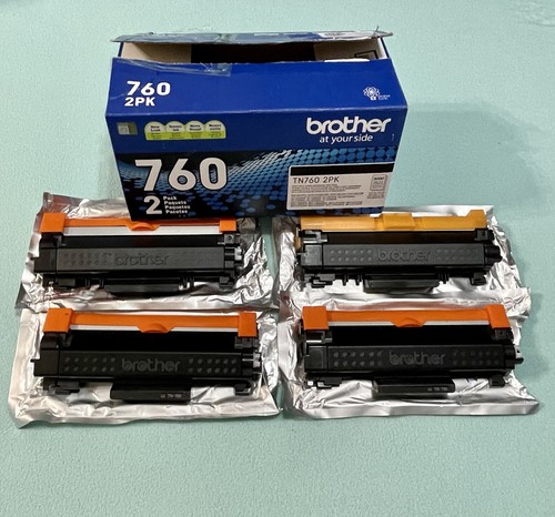 4 Brother TN-760 Empty Genuine Toner Cartridge OEM Virgin TN760 Ink Used Once - 第 2/6 張圖片