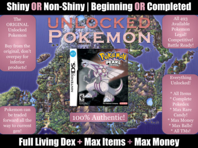 Unlocked Authentic Pokemon Pearl + All 493 Pokemon Legal Shiny Max Items Money