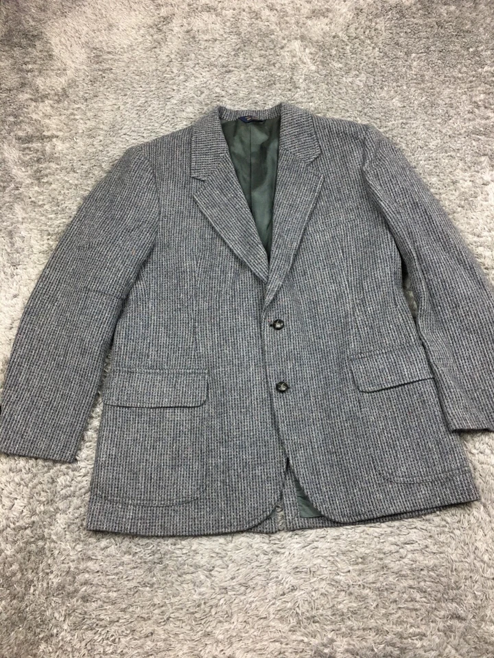 Vtg Pendleton Wool Tweed Blazer Mens Size 44 Gray 2 Wood Buttons Jacket - Image 3 of 4