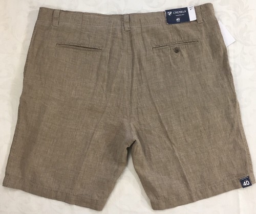 mens daniel cremieux 100% linen khaki brown shorts 40 nwt