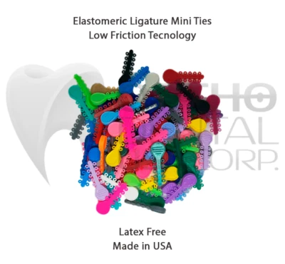 ORTHODENTALUSA ELASTIC LIGATURE MINI TIES ( Set x 5 ) Low friction technology Made in USA