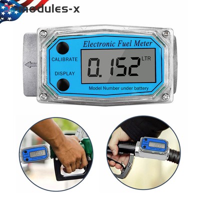 High Precision 1'' Digital Turbine Flow Meter Gas Oil Fuel Pump Flowmeter US