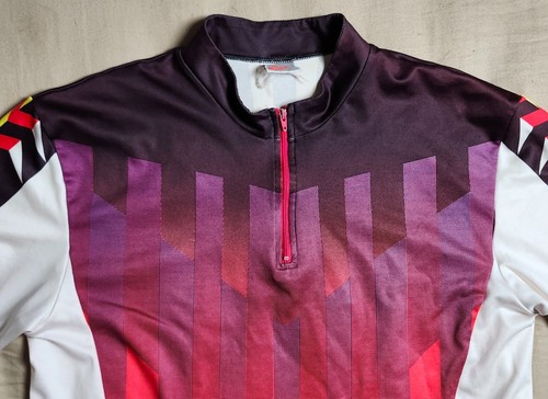 Vintage Nike Men's Red White Jersey Top Size Medium 1/4 Zip Mock Neck Colorblock - Picture 2 of 24