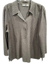 Chico's Travelers Collection Textured Jacket in Pine Bark Brown 2 12/14