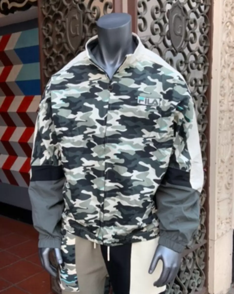 Men s Fila Grey Camo Track Jacket Windbreaker