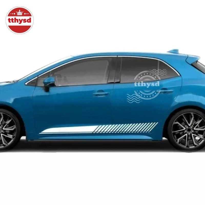 Calcomanías a rayas faldón lateral pegatina puerta coche deportivo carreras 2 piezas para Toyota Corolla Foto 4 de 4