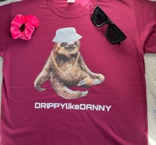 Printed Sloth TShirt DRIPPYlikeDANNY S M L XL XXL black olive chocolate burgundy