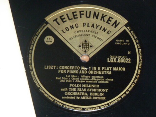 1954 Telefunken LGX66022 Weber & Liszt Piano Concertos Poldi MILDNER ROTHER NM - Picture 4 of 5