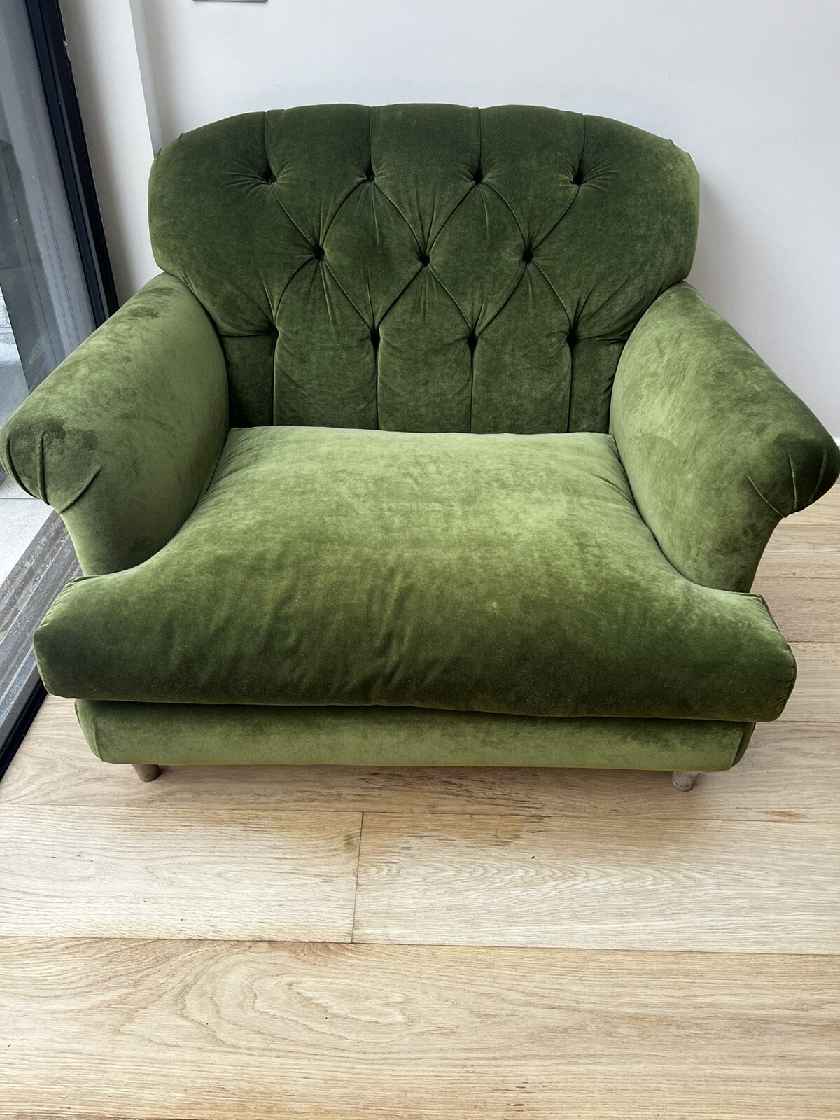 Loaf Truffle Love Seat Armchair In Good Green clever velvet eBay