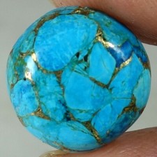 Natural Sky Blue Copper Turquoise Round Cabochon Gemstones 08.15Cts 15x 15x 05mm