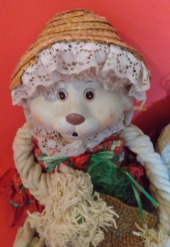 Pair of Ceramic & Cloth Bunny Rabbit Dolls - Boy & Girl - Picture 3 of 9