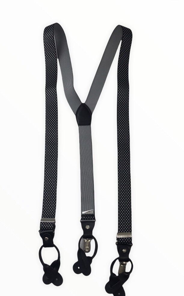 Men Women Clip on Suspender Elastic YShape Adjustable Brace Polka Dot