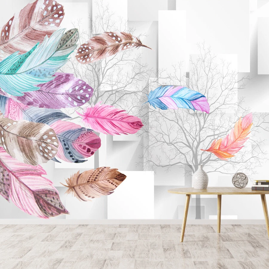 Fondos de pantalla personalizados para pelar y pegar murales de papel de pared de ladrillo de plumas de sala de estar Foto 2 de 4