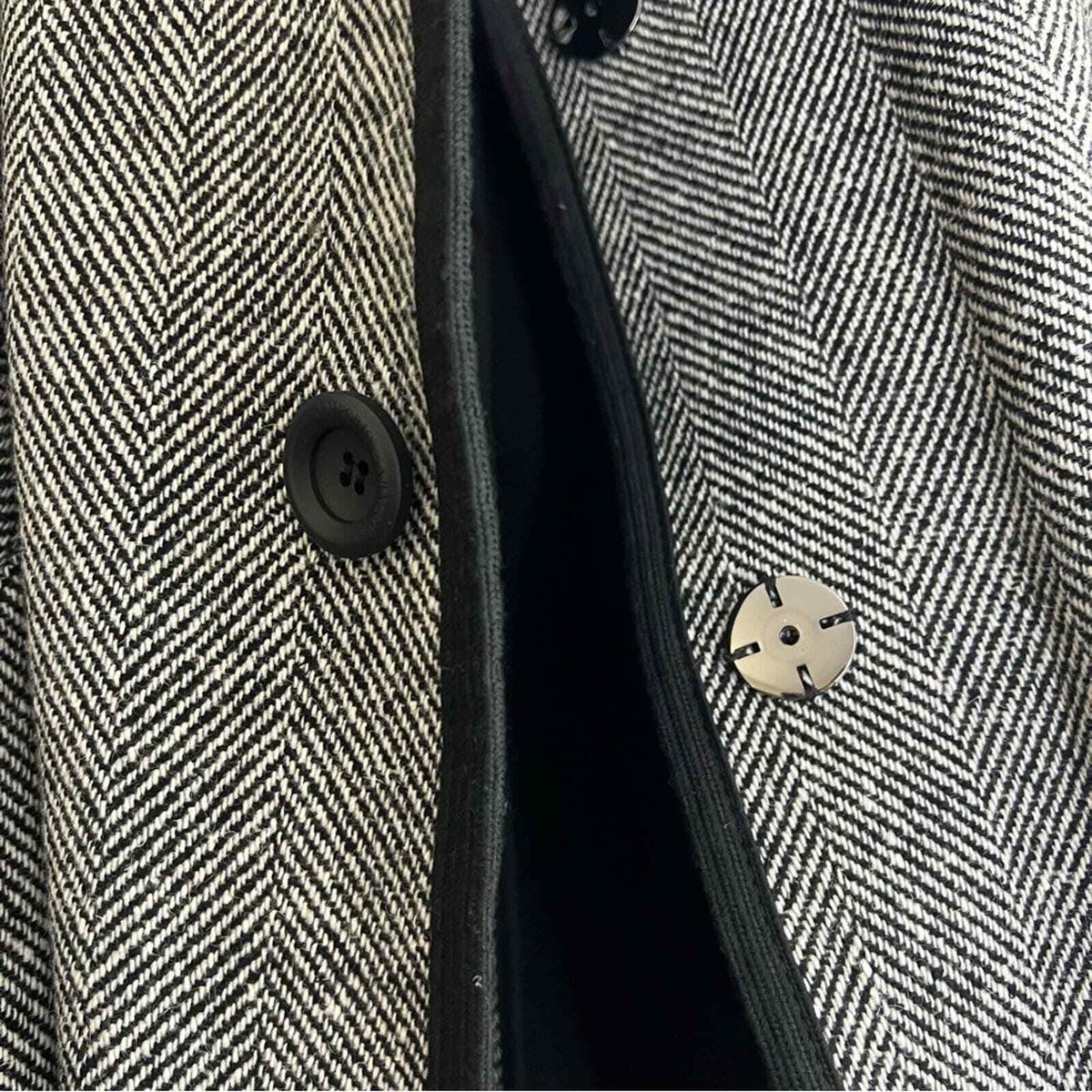 Authentic Emporio Armani Herringbone Double-Breasted Long Belted 