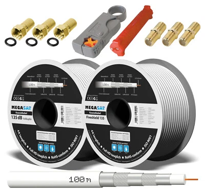 SAT Koaxialkabel 135dB 5-fach VOLLKUPFER TV Antennenkabel CCS 135 Digital 4K UHD