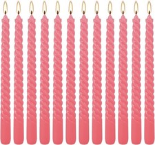 12 PCS Pink Spiral Taper Candles 10 Inch Unscented Dripless Dinner Wedding