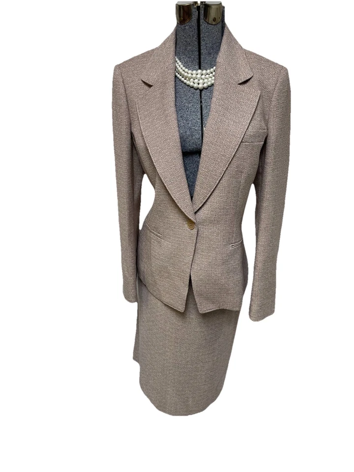 NUEVO $380 Traje Falda Anne Klein Talla 14 Se Ajusta Como 12 Conjunto de Dos Piezas Bolsillos Rosa Foto 4 de 4