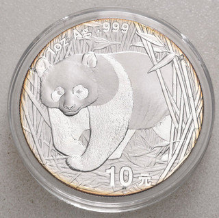 China 10 Yuan 2002 Panda 1 Unze Silber