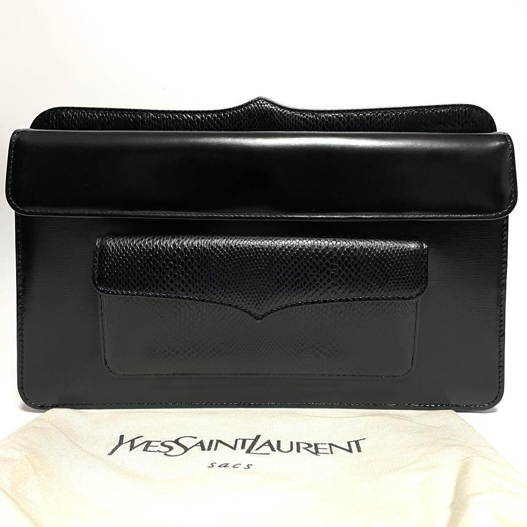 Autentica pochette s borsa in pelle Yves Saint Laurent nera per uomo