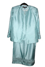 Kasper 8 Turquoise / Aqua 3 Pc Blazer Tank  Skirt Suit Easter Spring Occasion