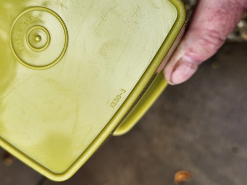 VINTAGE TUPPERWARE EINLEGEGURKENHALTER Komplettset Avocado oliv dunkelgrün FS - Bild 2 von 6