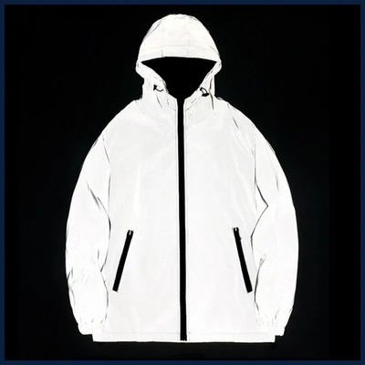 NEW SIZE Night Reflective Jackets Double Fabric Windbreaker Hooded Jacket Men