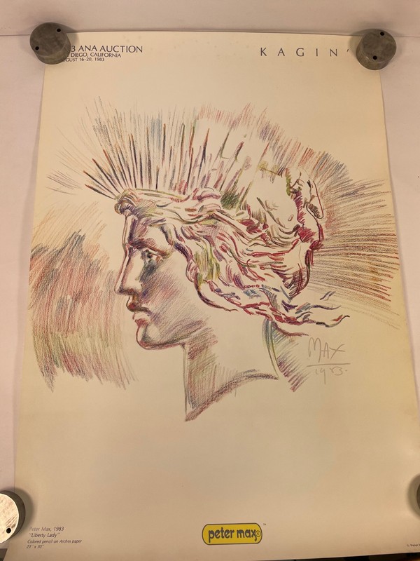 Vintage Peter Max "Liberty Lady" Kagin's Ana Auction Poster (#10)