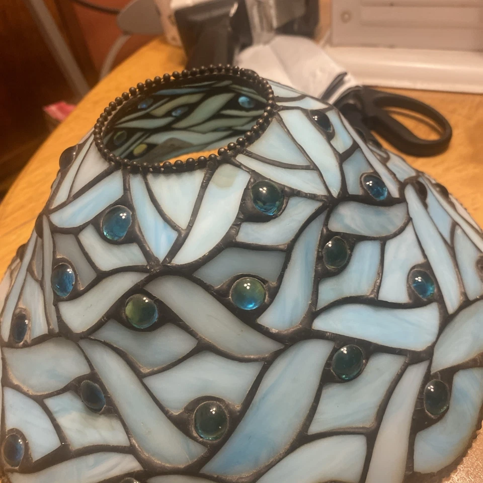 Suporte de vela estilo Tiffany água nascente luz de festa sombra - Imagem 2 de 4