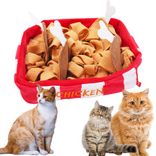 Interactive Snuffle Mat for Cat with Foraging Strips and Chicken Drumstick