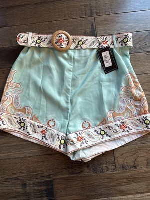Women s EB Luxe Western Shorts With Belt Paisley And Light Teal L