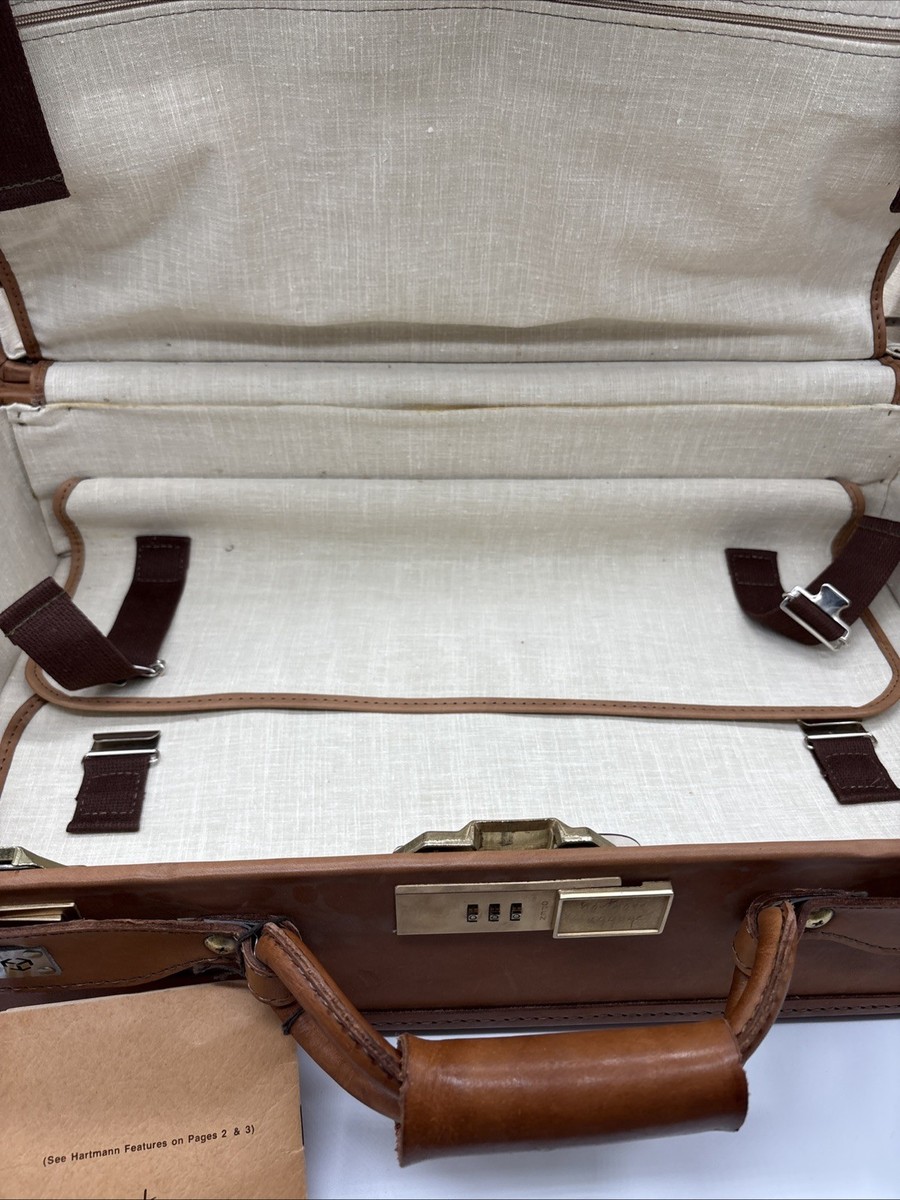 Vtg Hartmann Luggage 747 Belted Brown Leather Lined 18x11x7