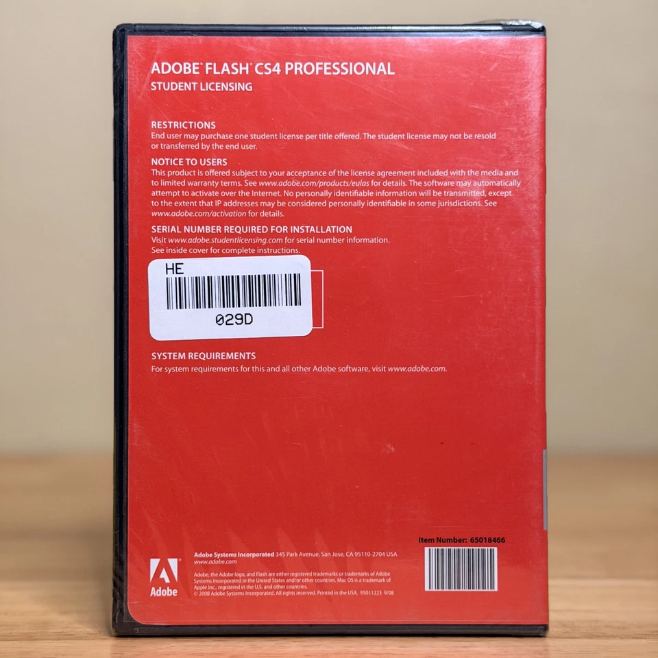 NEW Adobe Flash Professional CS4 Mac OS 2008 Web Design (Student Licensing) READ - Image 2 of 4