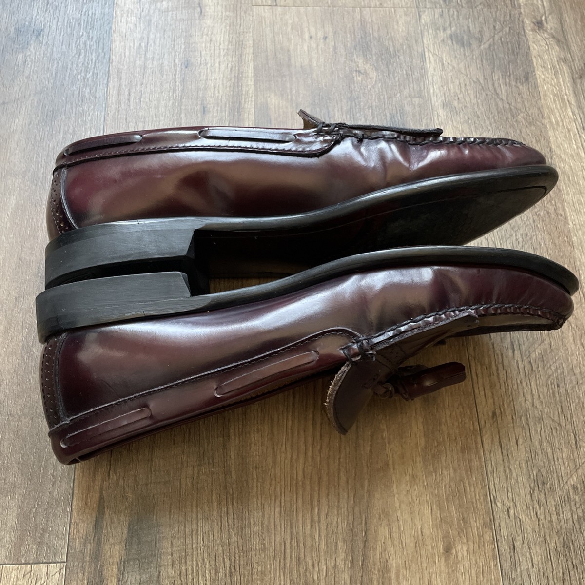 VINTAGE USA Made Mens 8 D GH Bass Weejuns Burgundy Leather  display picture 3