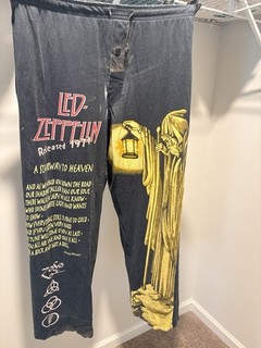 LED ZEPPELIN PAJAMA PANTS Lounge Bottoms Sleepwear 2005 Size L Vintage Used Worn