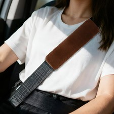 2 Pcs Car Seat Belt Cover Pad Soft Fluffy Seatbelt Cushion Coffee