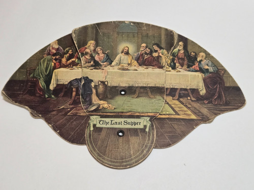 Vintage Christian The Last Supper Tri-Fold Cardboard Fan