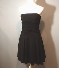 No Brand Size M Black Strapless Fit/Flare Mini Tiered Dress Little Black Dress