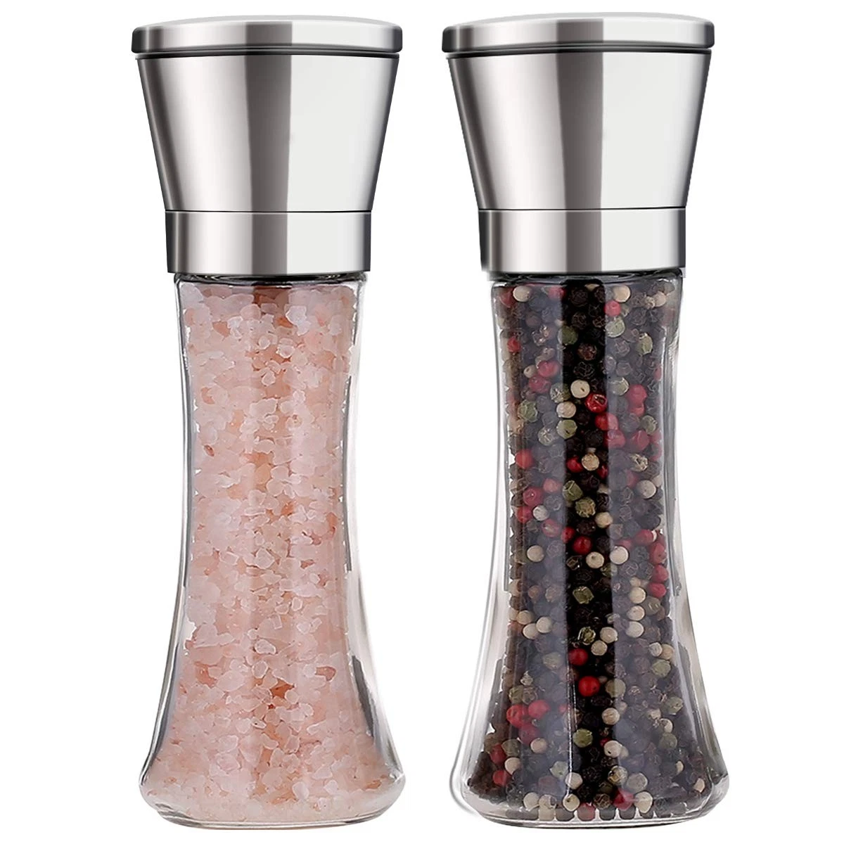 Salt and Pepper Grinder Set of 2 Stainless Steel Manual Spice Salt & Pepper G...