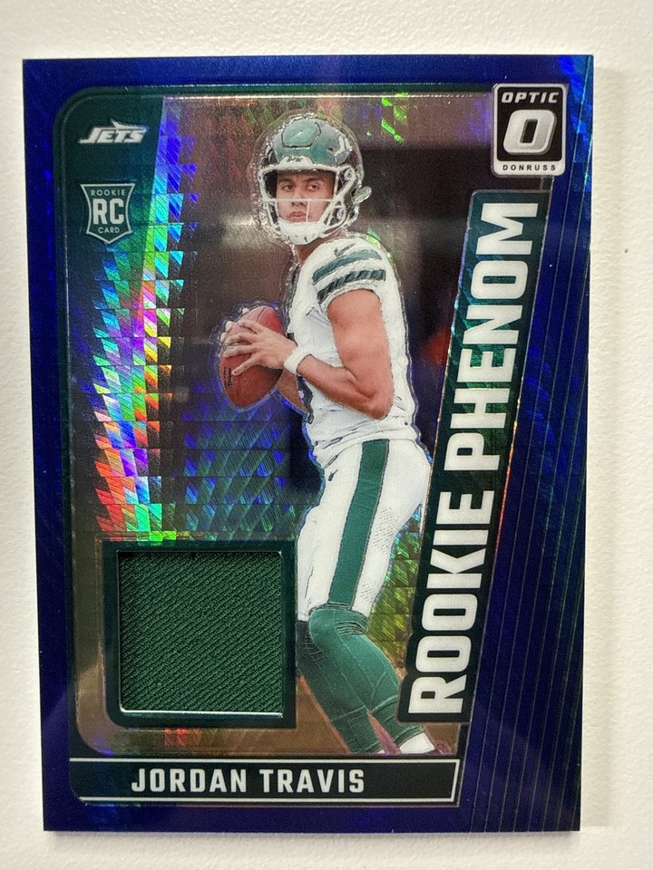 2024 Donruss Optic Jordan Travis Phenom Blue Hyper RPB-JTS Optic Jordan Travis Rookie Phenom Blue Hyper Relic RPB-JTS