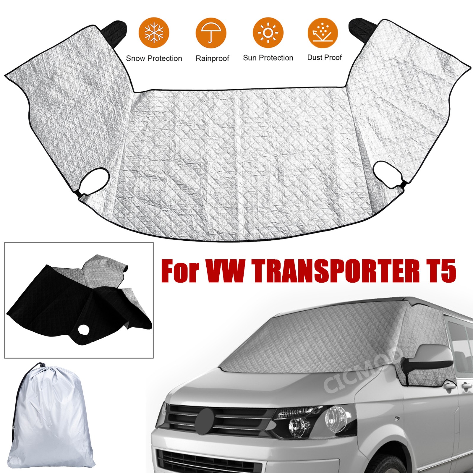 External Windscreen Sunshade Thermal Blind Window Cover for VW Transporter T5