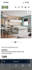 IKEA Brimnes Double Bed Frame with Storage White Memory Foam Mattress