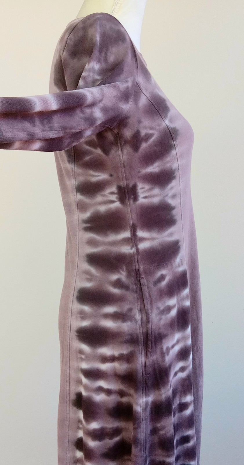 Small RAQUEL ALLEGRA Tie-Dye RHEA Brown COTTON-Knit Long Kaftan T-shirt Dress