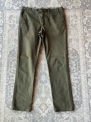 Anton Meyer Chino Trousers Mens Size W34 L30 Olive Green Cotton Portugal