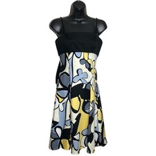 Nine West Y2K Dress Womens 2 Multicolor Floral Artsy Strappy Empire Waist 90s