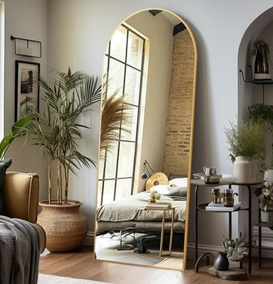 Arched Full Length Mirror, 59'' × 16'' Floor Mirror with Stand, Standing Hanging o